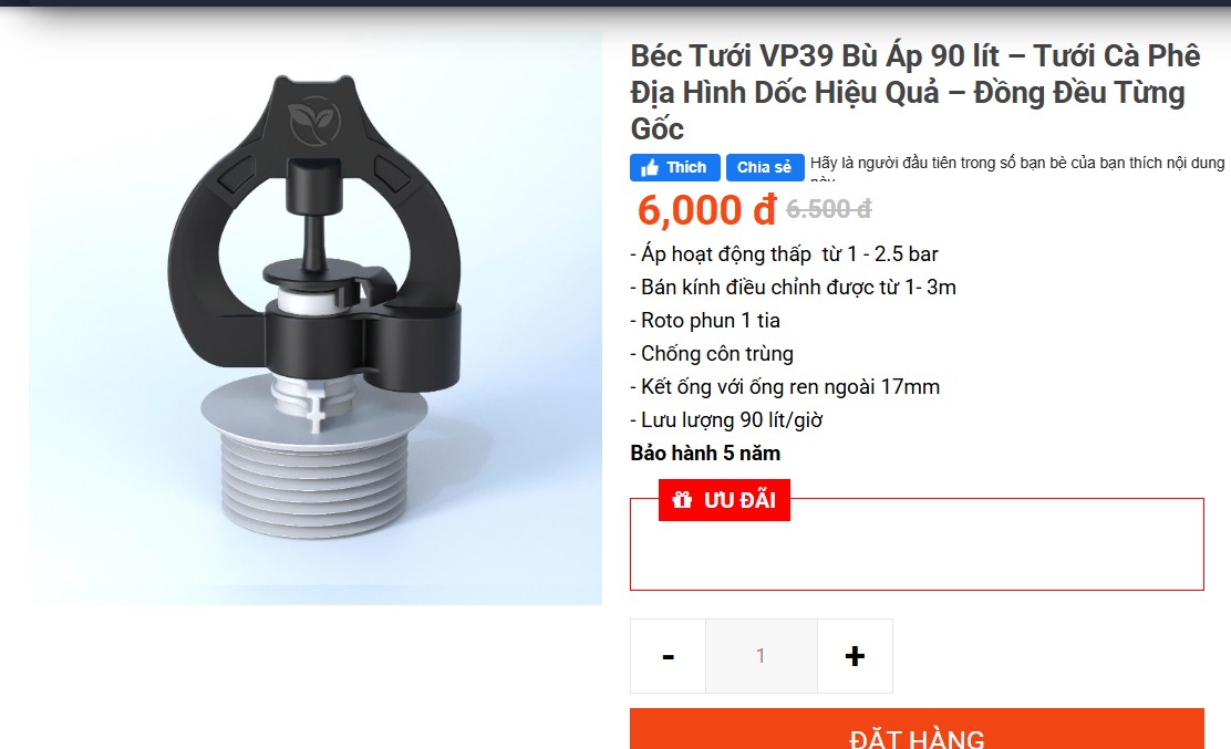 béc tưới vp39